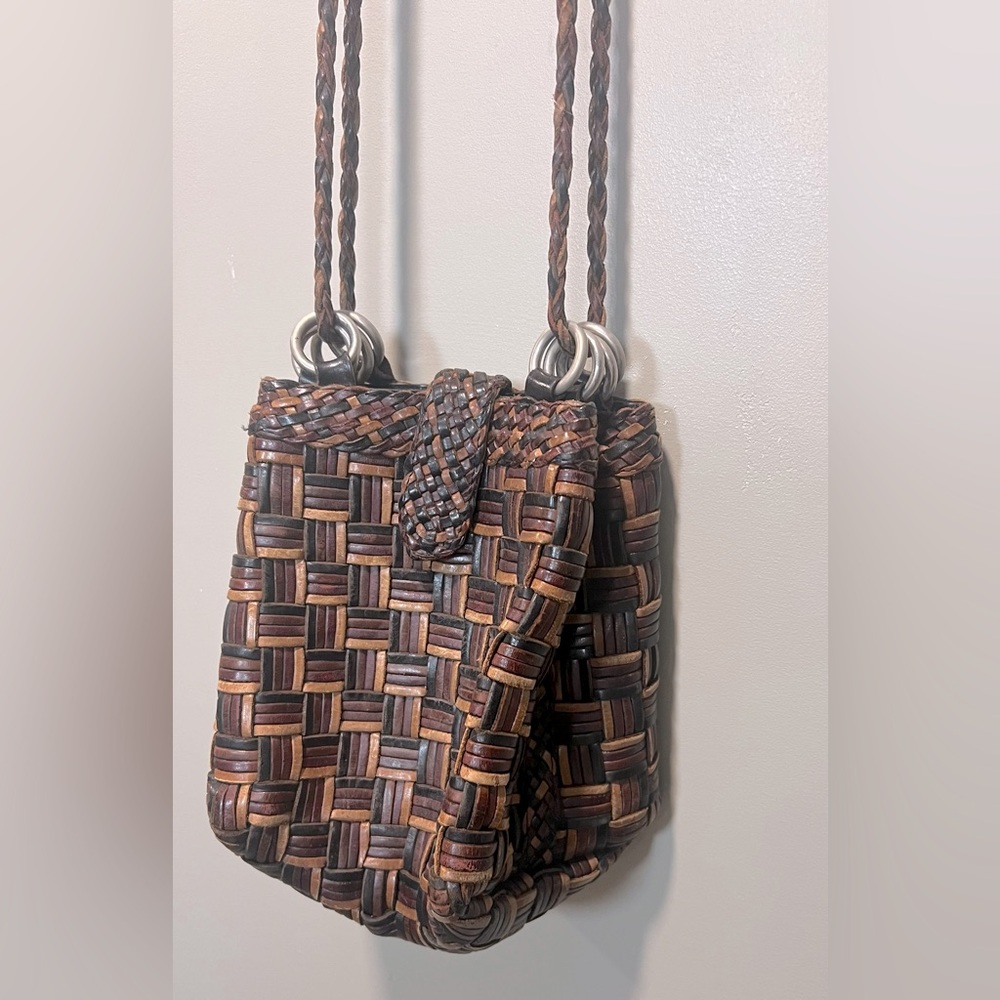 CEM Leather Vintage Brown Woven Women's CrossBag